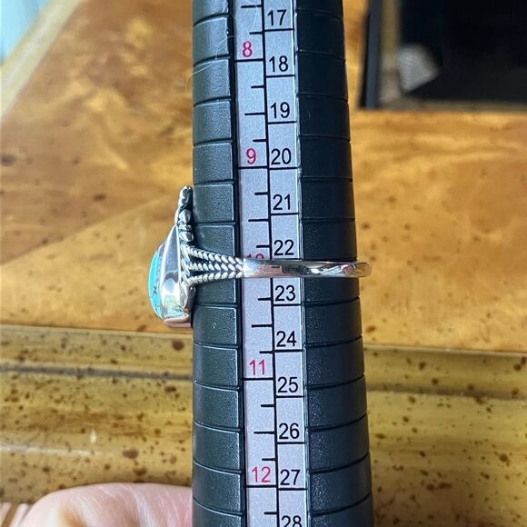 Natural Blue Moon Turquoise Sterling Silver Ring Size 10 - Picture 8 of 9